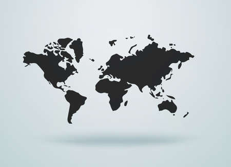 Black vector map of the world on a light backgroundのイラスト素材