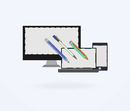 Vector illustration of the user interface on the PC and mobile device.Flat vector design element digitalのイラスト素材