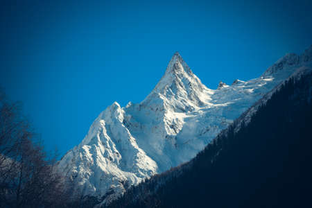 Winter mountains panorama with ski slopes. Caucasus