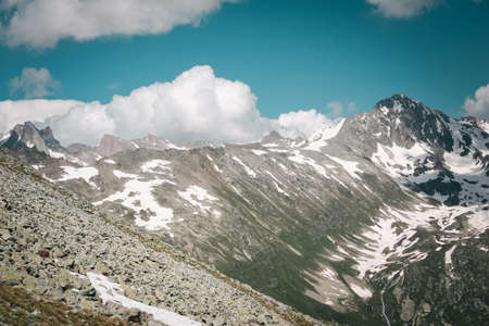 Beautiful valley and peaks in Caucasus mountains, the Main Caucasian ridge. North Caucasus