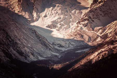 Winter mountains panorama with ski slopes. Caucasus