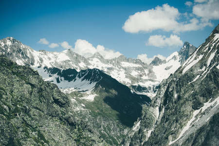 Mountains panorama with ski slopes. Caucasus.の写真素材