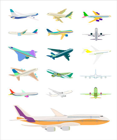 Realistic flying airplane isolated on white. Vector illustration high detailed airplane. Airline Concept aircraft Travel Passenger planes and other commercial plane.のイラスト素材