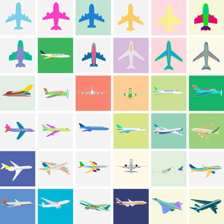 Realistic flying airplane isolated on white. Vector illustration high detailed airplane. Airline Concept aircraft Travel Passenger planes and other commercial plane.のイラスト素材