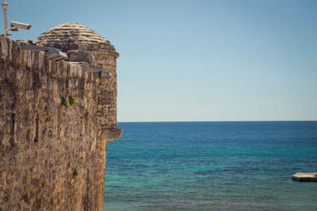 The ancient city on the coastline of Adriatic sea. Budva. Montenegro. Budva riviera. Ancient fortress the in Venetian style.のeditorial素材