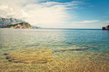 The sea and the coastline, Budva, Montenegro, Adriatic Sea, Mediterranean Sea.の写真素材
