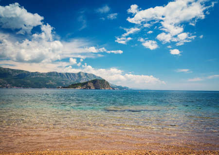 The sea and the coastline, Budva, Montenegro, Adriatic Sea, Mediterranean Sea.の写真素材