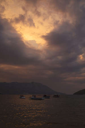 Sea with city views, Budva, Montenegro, Adriatic Sea, Mediterranean Sea.の写真素材