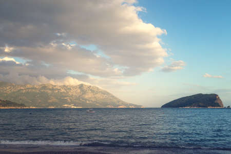 The sea and the coastline, Budva, Montenegro, Adriatic Sea, Mediterranean Sea.の写真素材