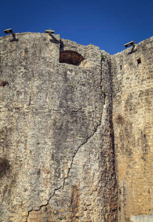 The ancient city on the coastline of Adriatic sea. Budva. Montenegro. Budva riviera. Ancient fortress the in Venetian style.のeditorial素材