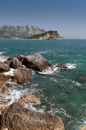 The coastline of the Adriatic. Views of the beaches of the Adriatic sea, Montenegroの写真素材