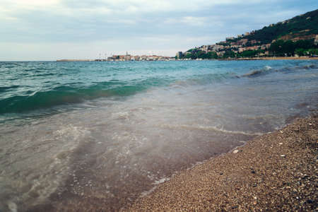 Sea with city views, Budva, Montenegro, Adriatic Sea, Mediterranean Sea.の写真素材
