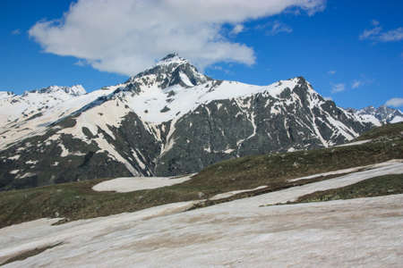 Mountain landscape travel view high mountains. Calm landscape rocks and peaks wildlife idyllic alpine scenes.の写真素材