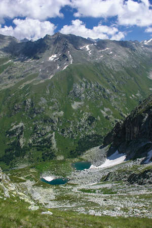 Mountain Valley a top view of the river bed. Landscape with a mountain river. Landscape with mountains trees and a riverの写真素材