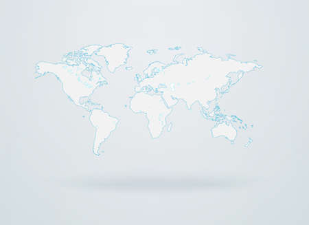 Detailed world map isolated on white background. Vector infographics. Flat illustration of a design Earth.のイラスト素材