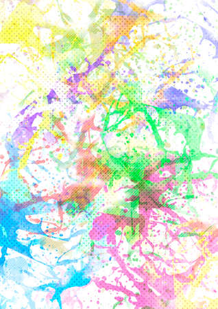 Splashes of colors on a white background. Abstract for design, multicolored paint and lacquer.の写真素材