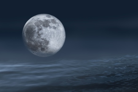 full moon over. the night seaの写真素材