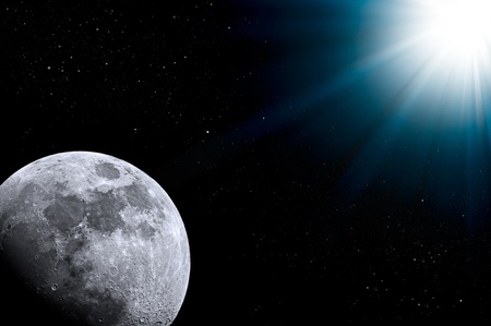 Moon and the Stars in the Universe.の写真素材