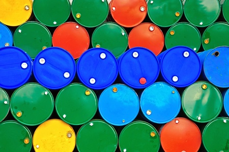 Fuel tanks  stacked in a row .