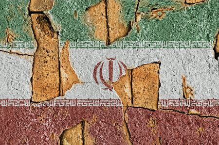 Grunge flag  islamic republic of iran on old cement wall の写真素材