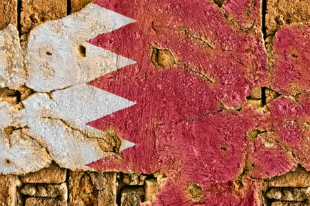 Grunge Flag of Bahrain on old wall background.の写真素材