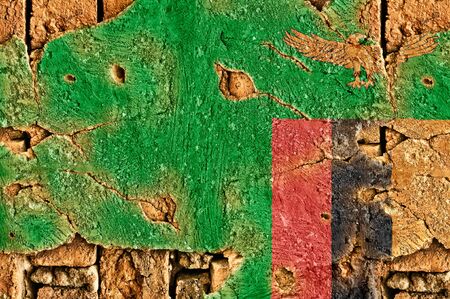 Grunge Flag of Zambia on old wall background.の写真素材
