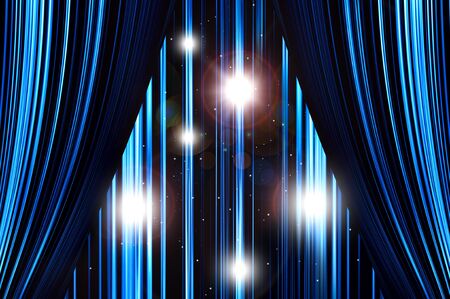 Blue stage curtain on spotlight background.の写真素材
