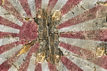 Grunge Naval Ensign of Japan on old wall background.の写真素材