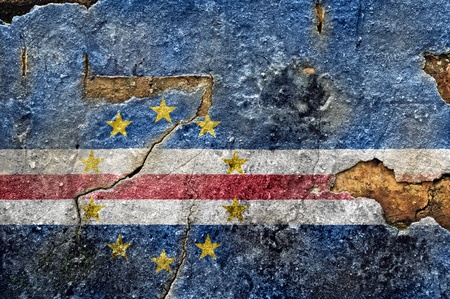 Grunge flag of Cape Verde on old wall background の写真素材