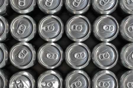 Groups of aluminum drinks cans.