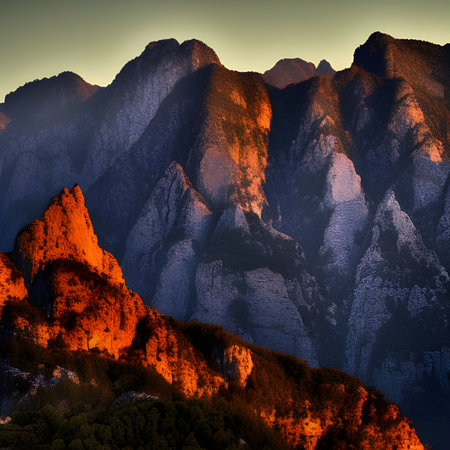 Mountains at sunset.  Beauty world.の写真素材