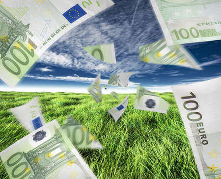 Concept of euro money or cash flow, either positive or negative.の写真素材