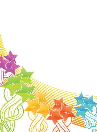 Vector illustration of a rainbow stars filled background with lined art.のイラスト素材