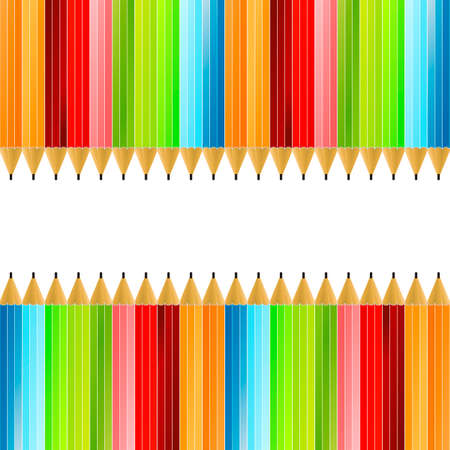 Vector illustration of a colorful background made of colored pencils.のイラスト素材
