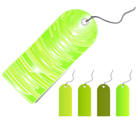 Vector illustration of an abstract retail tag with leash and additional colorful tags. Set 4.のイラスト素材