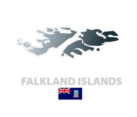 Vector illustration of the map with regions or states and the official flag of Falkland islands.のイラスト素材