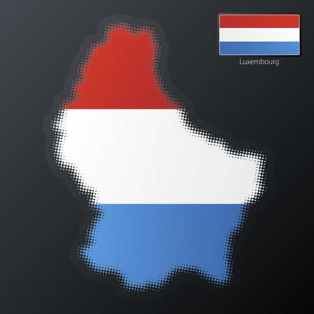 Vector illustration of a modern halftone design element in the shape of Luxembourg, European Union. Second halftone, border and contents, on separate layer. Additional flag included.の写真素材
