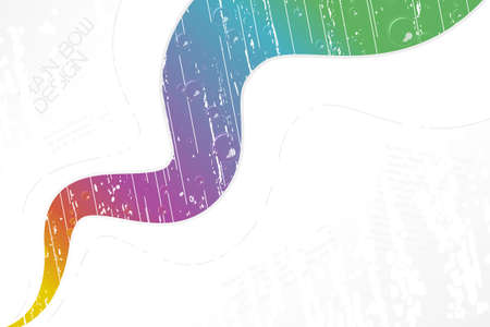 Vector illustration of a wavy stripe with rainbow rain colors and drops. Copy space for custom elements on textured background.のイラスト素材