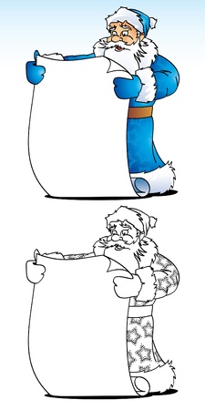Father Christmas with a scroll, vectorのイラスト素材