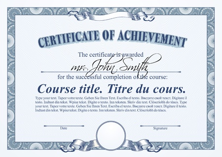 Blue certificate template. Horizontal. のイラスト素材
