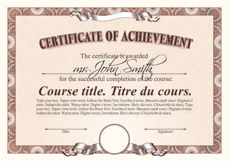 Brown certificate template. Horizontal. のイラスト素材
