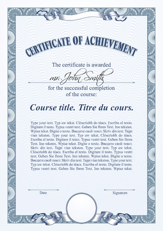 Blue certificate template. Vertical. のイラスト素材