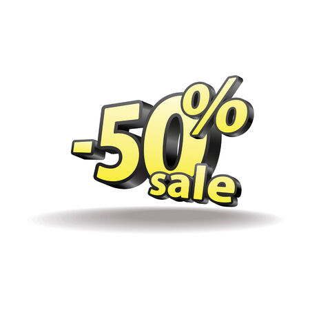 Fifty percent discount icon on white background  のイラスト素材
