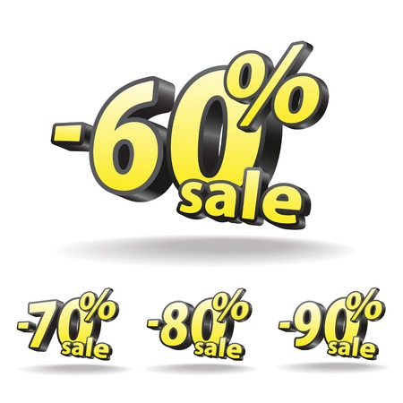 Sixty, Seventy, eighty, ninety percent discount icon on white background. のイラスト素材