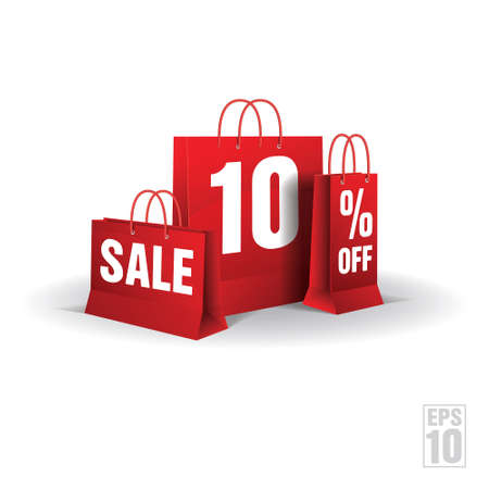 Shopping bag printed with a ten discount   Vector  のイラスト素材