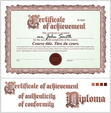 Brown certificate  Template  Horizontal  Additional design elements のイラスト素材