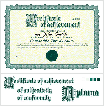 Green certificate  Template  Horizontal  Additional design elements のイラスト素材