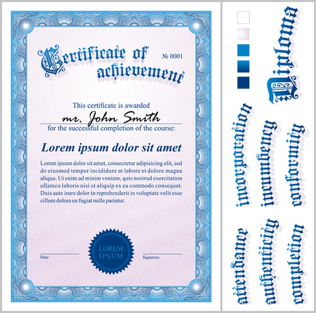 Vector illustration of blue certificate  Template  Vertical のイラスト素材