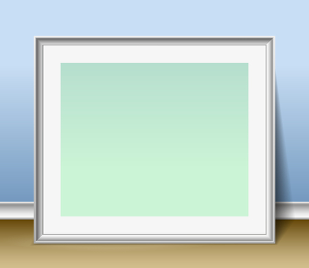 White frame for pictures or photographs, standing at the wall.のイラスト素材