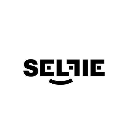 Black 'selfie' word on a white background. Beautiful and modern design for branding.のイラスト素材